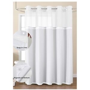 Colorful Star Small Stall Shower Curtain with Snap in Fabric Liner